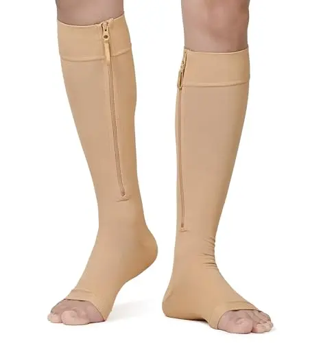 Open Toe, 20-30 mmHg, Zipper for Easy Wear