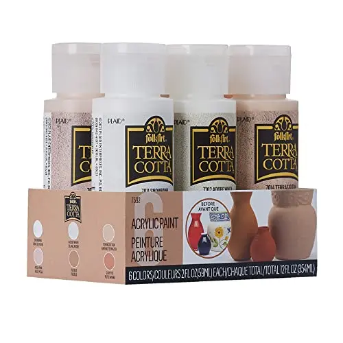 FolkArt Terra Cotta Essentials acrylic paint set with 6 colors