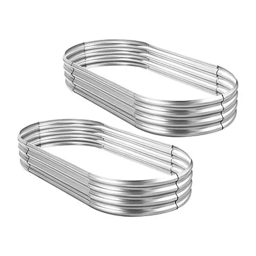 Land Guard 2-pack oval metal raised garden beds