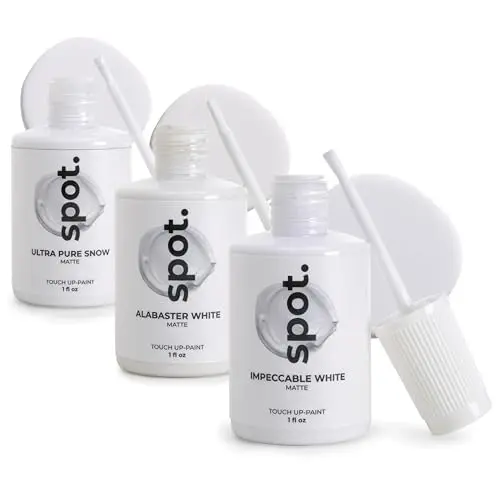 spot. touch-up paint kit with three shades of matte white for cabinets and walls