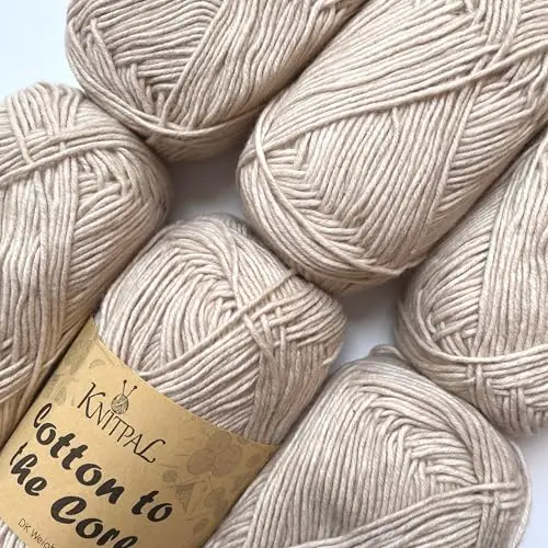KnitPal cotton blend yarn in almond tan color for beginner knitting