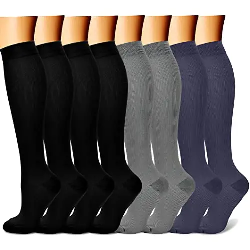 8 Pairs, 15-20 mmHg, Colorful, Wide Calf
