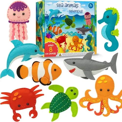 Craftorama sea animal sewing kit with pre-cut felt ocean creatures