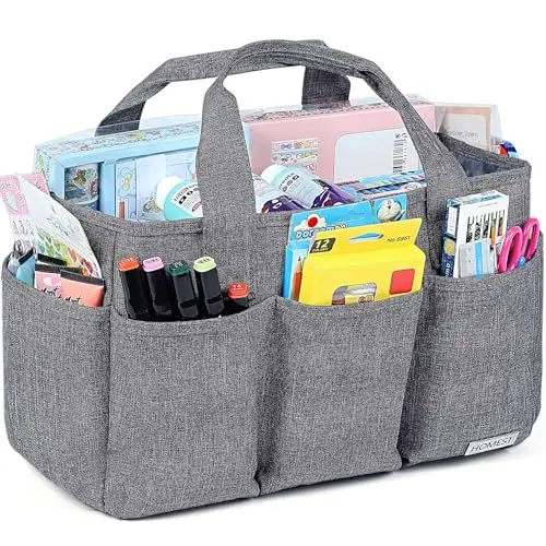 HOMEST craft organizer tote bag with multiple pockets