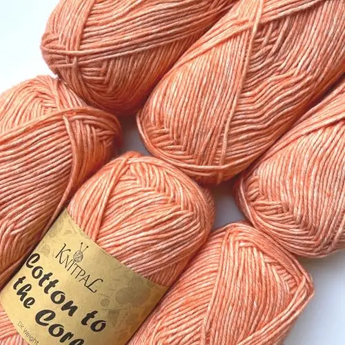 KnitPal Cotton to The Core yarn in tangerine orange showing its plush texture