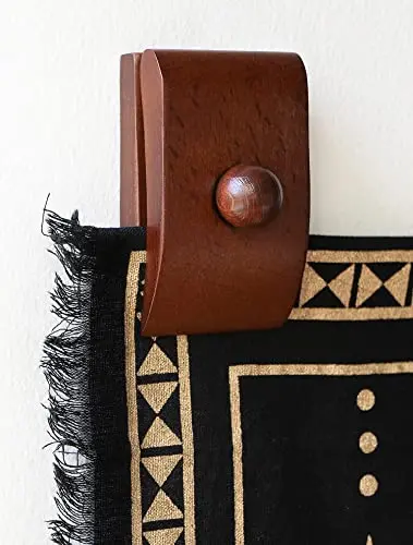 MOCTUS brown wooden quilt hangers with four large clips mounted on wall