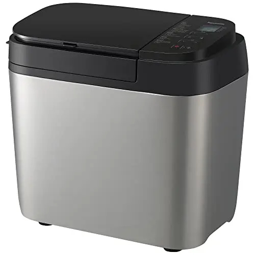 Panasonic bread maker with stainless steel look and digital display