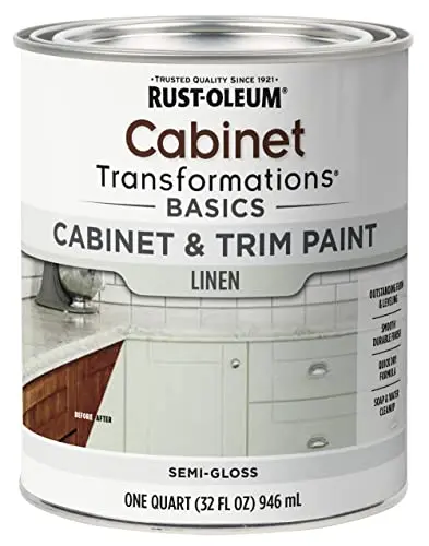 Rust-Oleum cabinet paint in linen white with semi-gloss finish