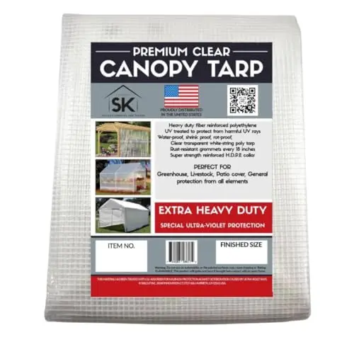 Skilcut 16 mil clear poly heavy duty tarp with fiber reinforcement