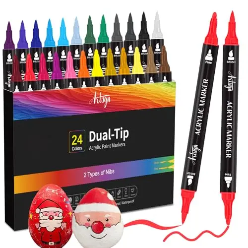 Artugn 24-color acrylic paint pens with dual tips for pumpkin decorating