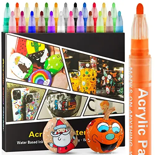 Droaful 24-color acrylic paint pens for rock and pumpkin painting