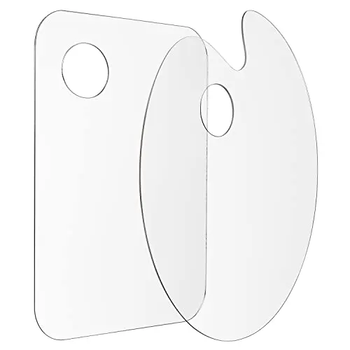 Tamaki 2-pack clear acrylic paint palettes showing rectangular and oval shapes