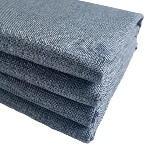 TinaKim thick faux linen upholstery fabric in grey blue color