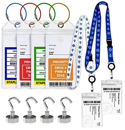 4 Sets w/ Zip Seal, Lanyard & Magnetic Hooks