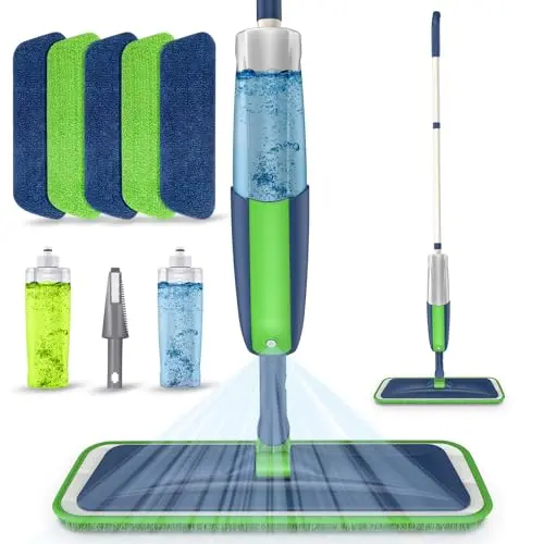 Spray mop with 5 pads & dual bottles