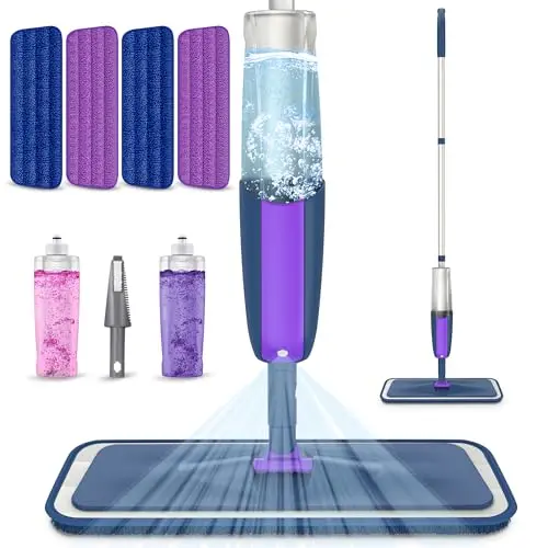 MEXERRIS Microfiber Wet Jet Mop with reusable pads and bottles