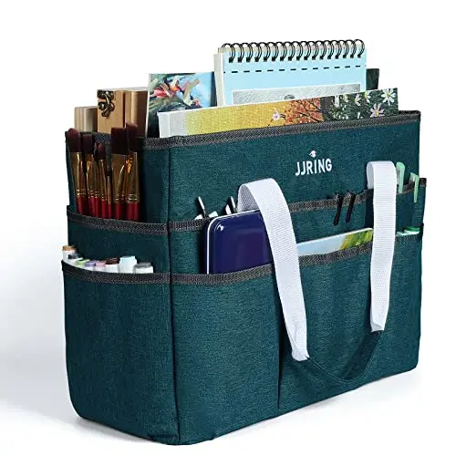 JJRING large craft organizer tote bag with multiple pockets