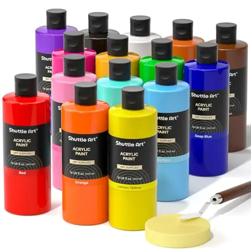 Shuttle Art 15-color large bottle acrylic paint set for wood