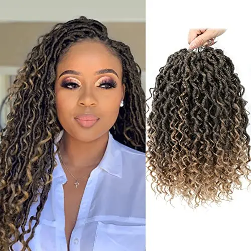 FULCRUM Goddess Locs crochet hair with curly sections in middle and ends for textured look