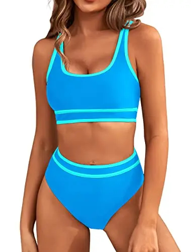 Sporty, supportive, and stylish color block two-piece