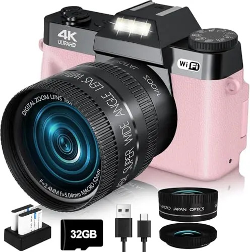 64MP, 16X Zoom, Flip Screen, Pink/Compact