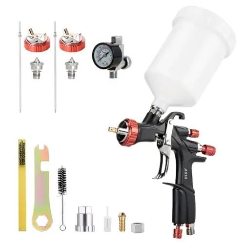 AEROPRO TOOLS R500 LVLP spray gun with multiple nozzles