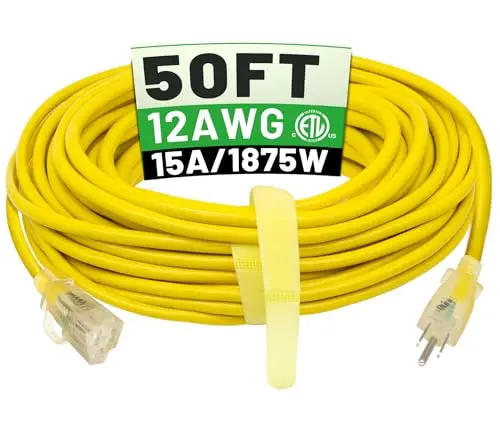 50ft, 15A, waterproof, flexible