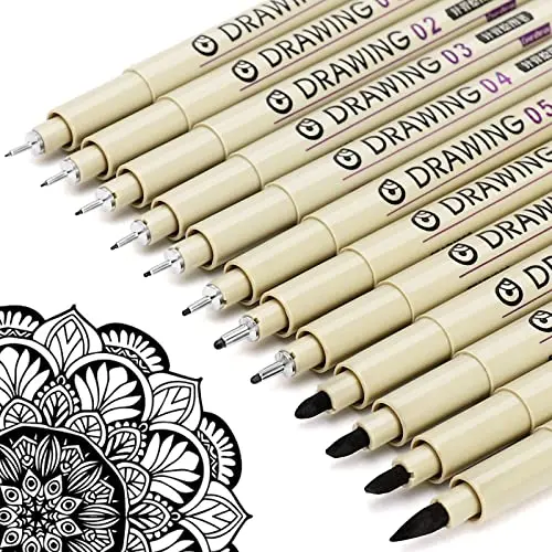 Muchcute micro fineliner drawing pens in 12 sizes