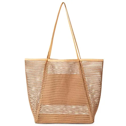 Large Mesh Beach Bag with Reinforced Stitching