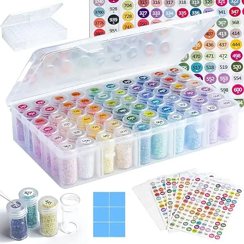Forever Young diamond painting storage with 60 jars and color labels