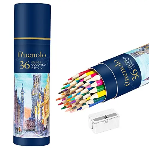 finenolo 36-count colored pencils set with sharpener in tube