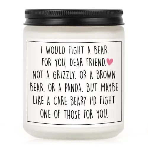 Hand-poured lavender scented candle with friendship quotes
