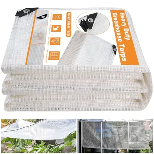 Ansgery 16 mil clear plastic tarp for greenhouse covering