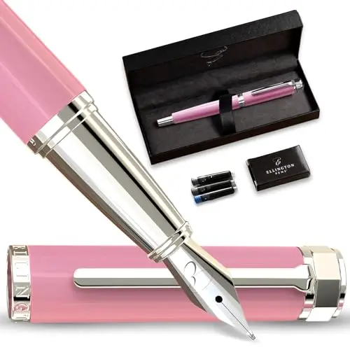 Ellington Pens luxury fountain pen with extra fine nib in rosy flair color
