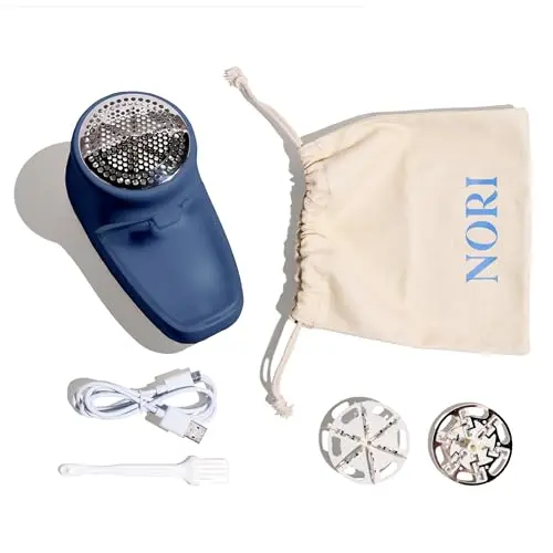 Nori Trim navy fabric shaver with 6 precision blades