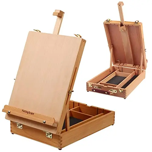 Falling in Art wooden sketchbox tabletop easel with storage compartments