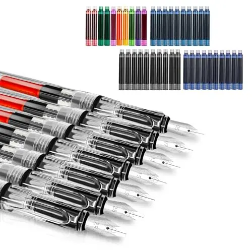 Wonwood Direct calligraphy fountain pen set with multiple nibs and ink cartridges