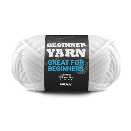 HEJIN white cotton-nylon blend yarn showing clear stitch definition for beginners