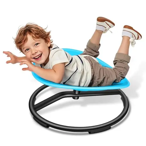 Blue spinning chair for body coordination and sensory play