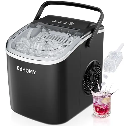 EUHOMY portable ice maker with carry handle in black