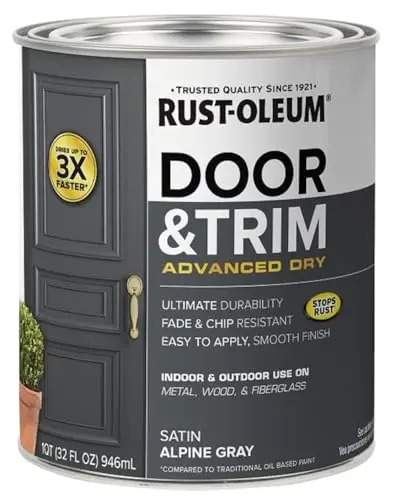 Rust-Oleum Advanced Dry Door & Trim Paint can with satin alpine gray finish