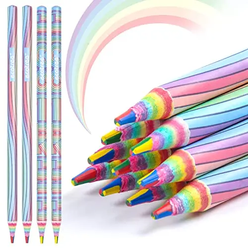 ECOTREE 12-count rainbow colored pencils with multicolor cores