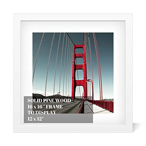 Soniuong 16x16 white solid wood picture frame for diamond art