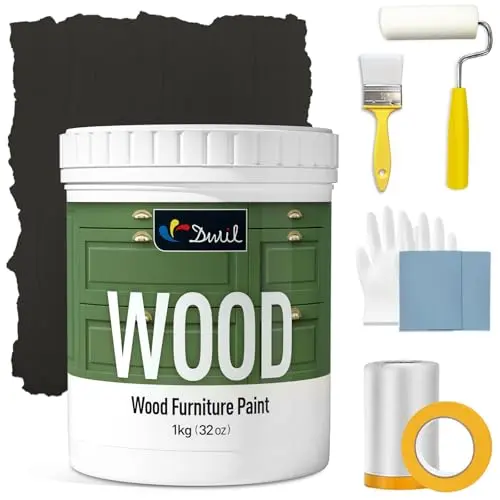 DWIL matte finish furniture paint in black with complete tool kit