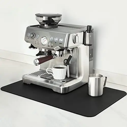 Mimore black coffee mat with leather surface