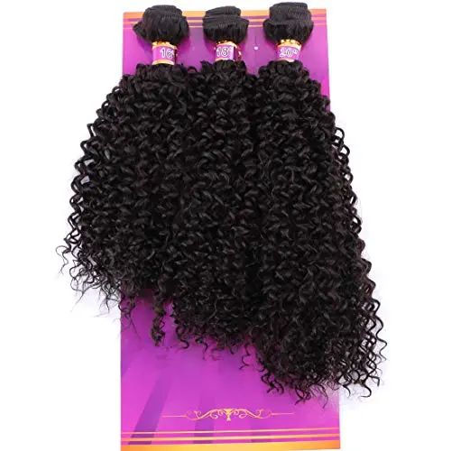 ZHENLISI kinky curly synthetic hair bundles in natural black color