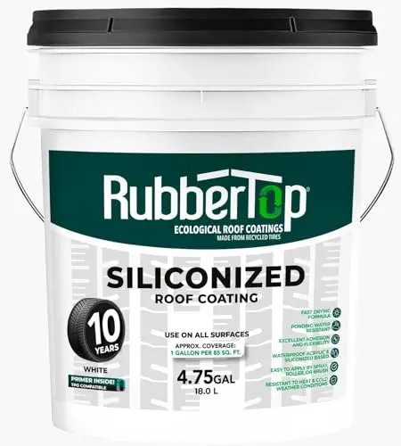 RubberTop roof coating being sprayed on metal surface