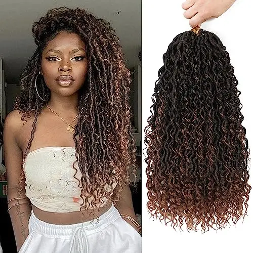SAMBRAID Goddess Faux Locs crochet hair extensions with natural curly ends in boho style