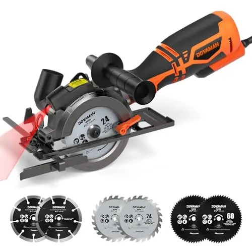 DOVAMAN 4-1/2 inch corded circular saw with orange housing