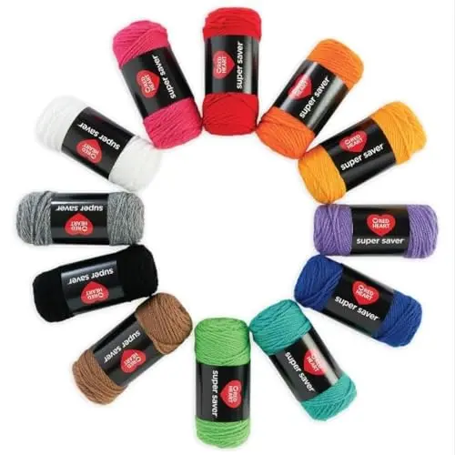Red Heart Super Saver yarn kit with multicolor balls